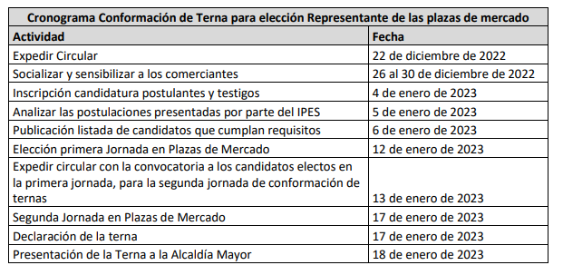 Cronograma Plazas