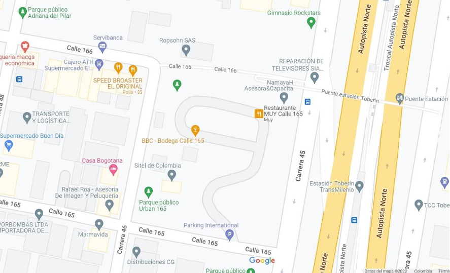 Mapa google maps toberín